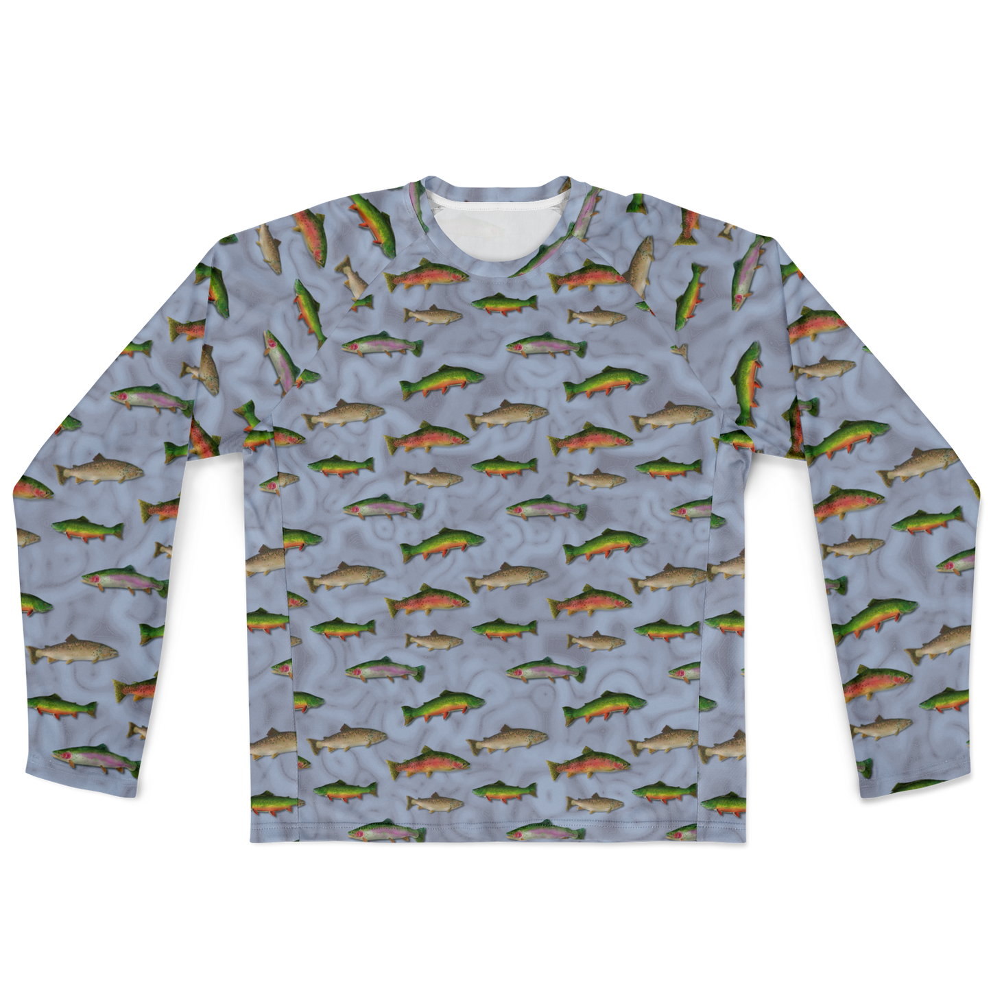 "Trout Grand Slam" pattern on Men's Long Sleeve Performance Sun Shirt