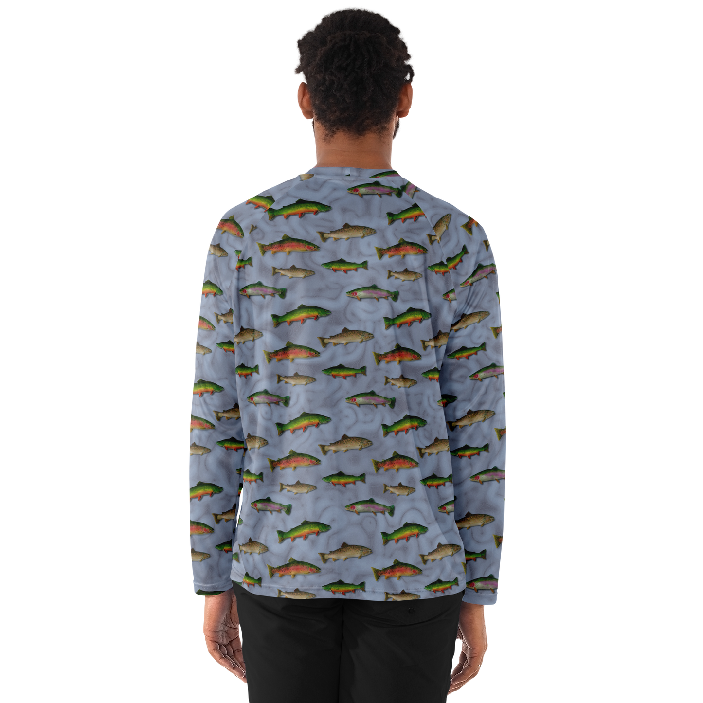 "Trout Grand Slam" pattern on Men's Long Sleeve Performance Sun Shirt