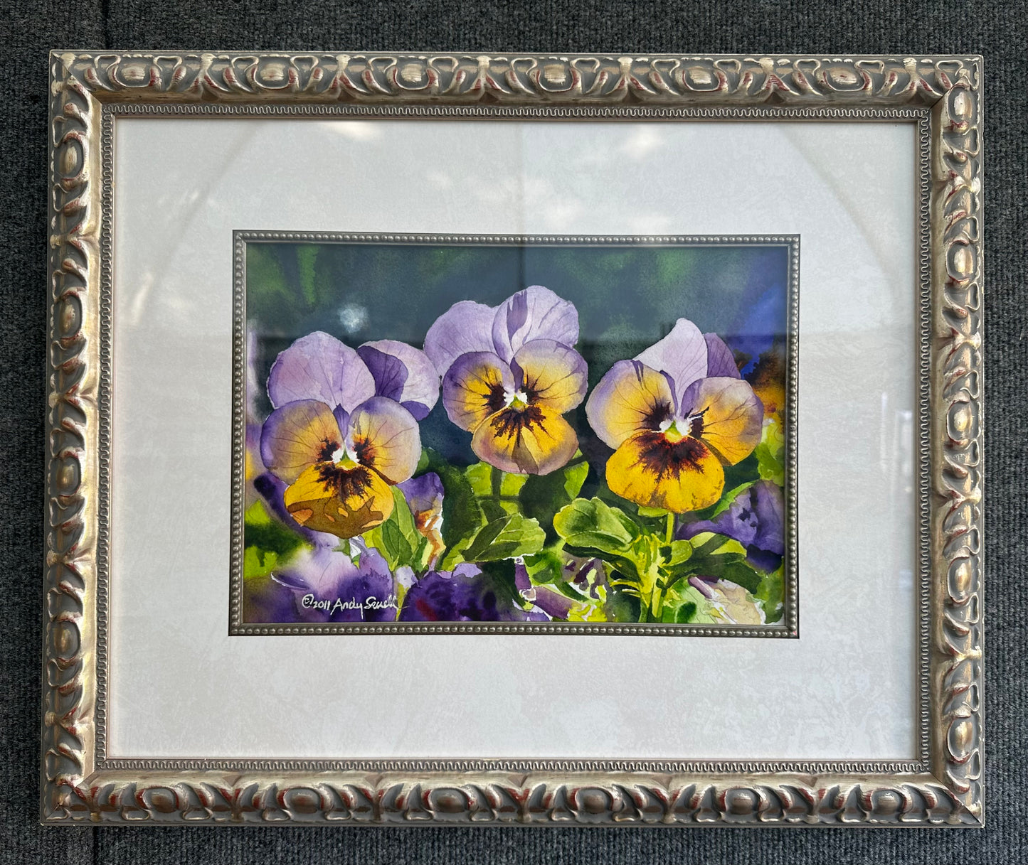 "Pansy Trio" - 12x16 Watercolor Original or Archival Watercolor Print S/N Ltd. Ed. by Andy Sewell