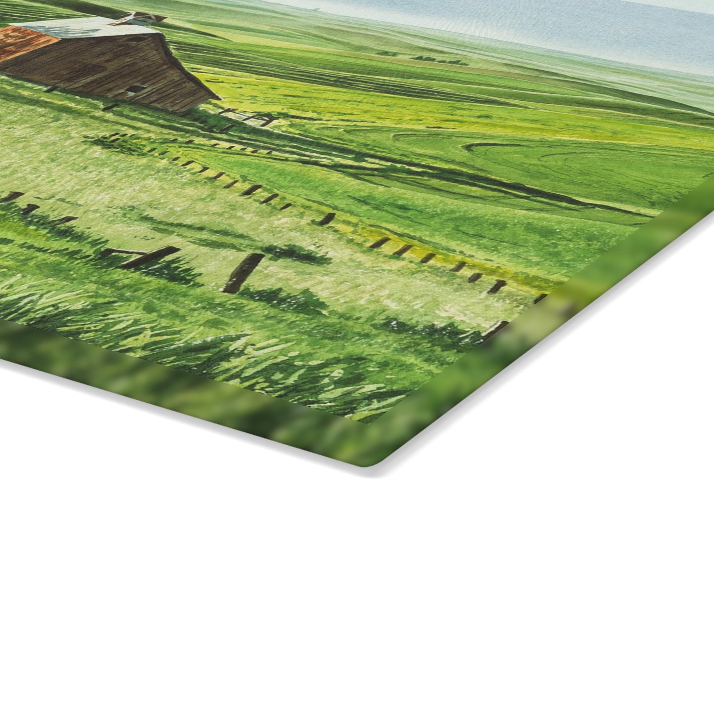 "Early June" watercolor printed on Glass Cutting Board