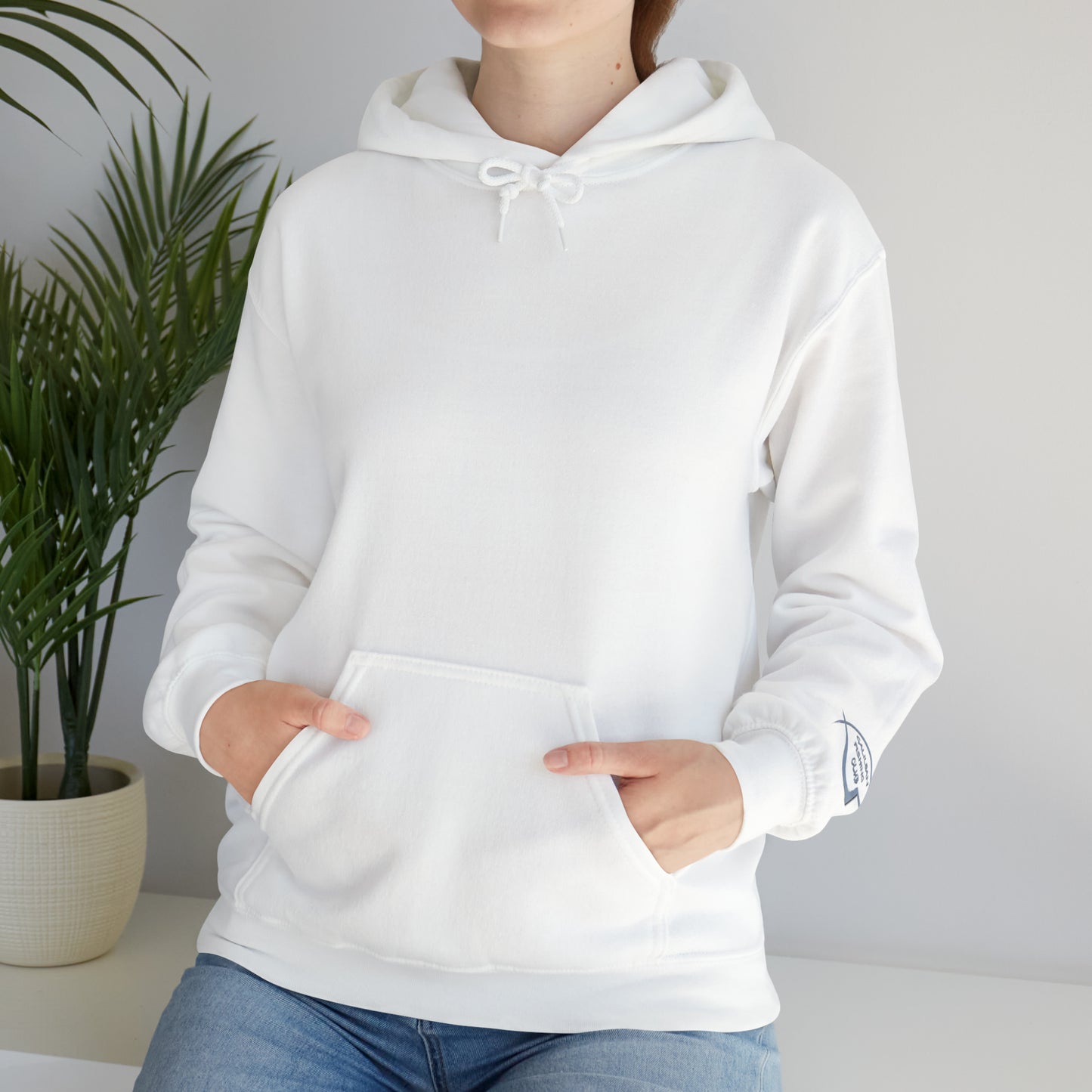 "Jesus Lives" on back Hooded Sweatshirt with arm logo