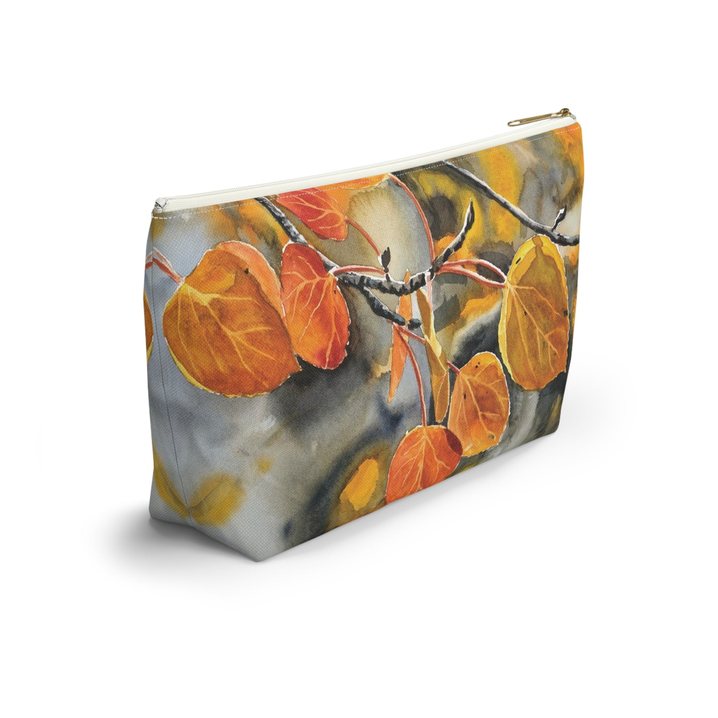T-Bag Accessory Pouch - "October Orange" Aspens Watercolor Painting