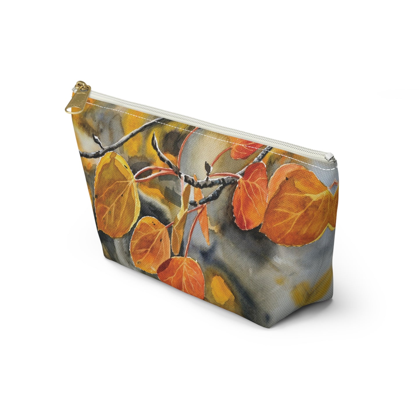 T-Bag Accessory Pouch - "October Orange" Aspens Watercolor Painting