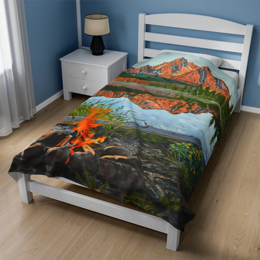 "Sawtooth Morning Brew" Velveteen Plush Blanket