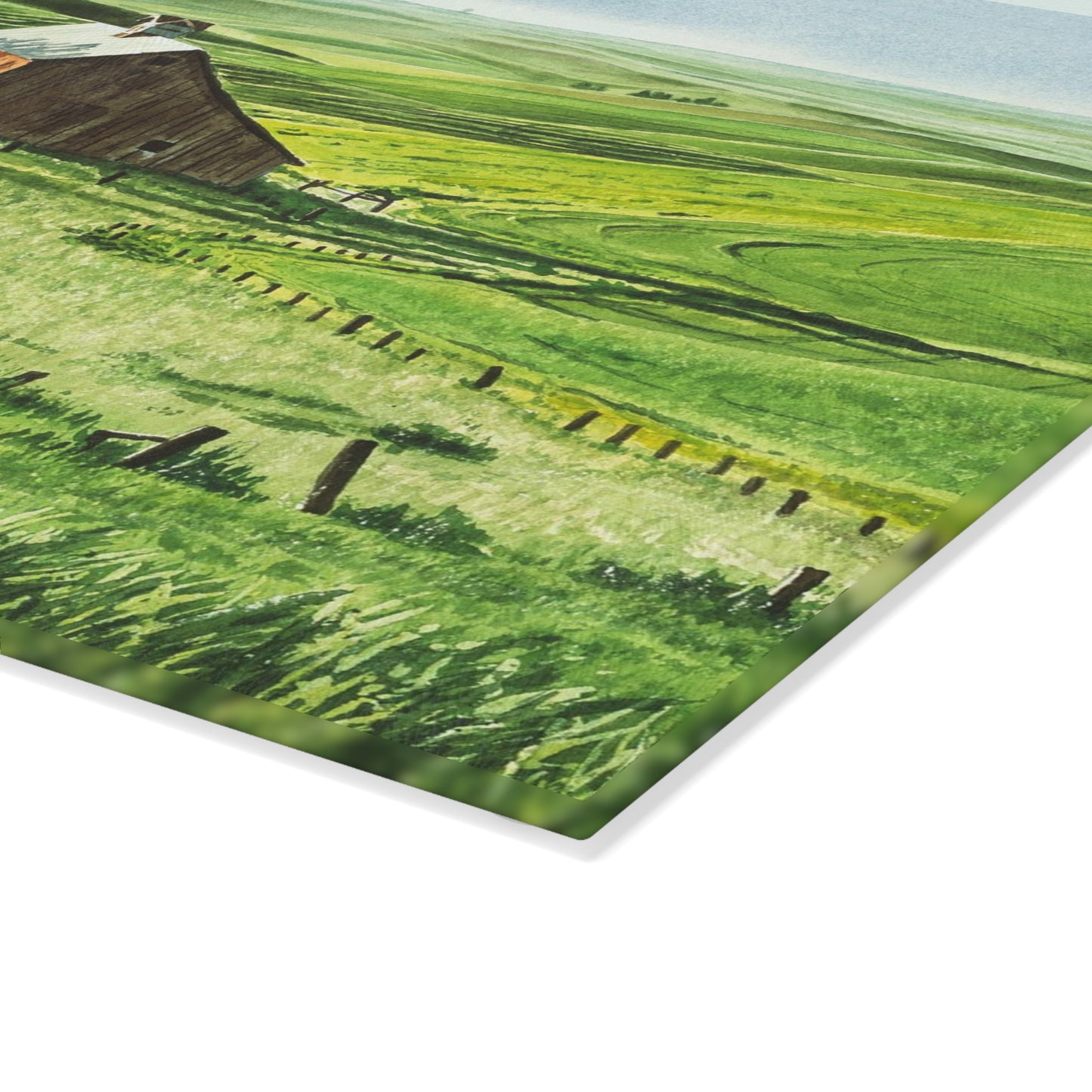"Early June" watercolor printed on Glass Cutting Board