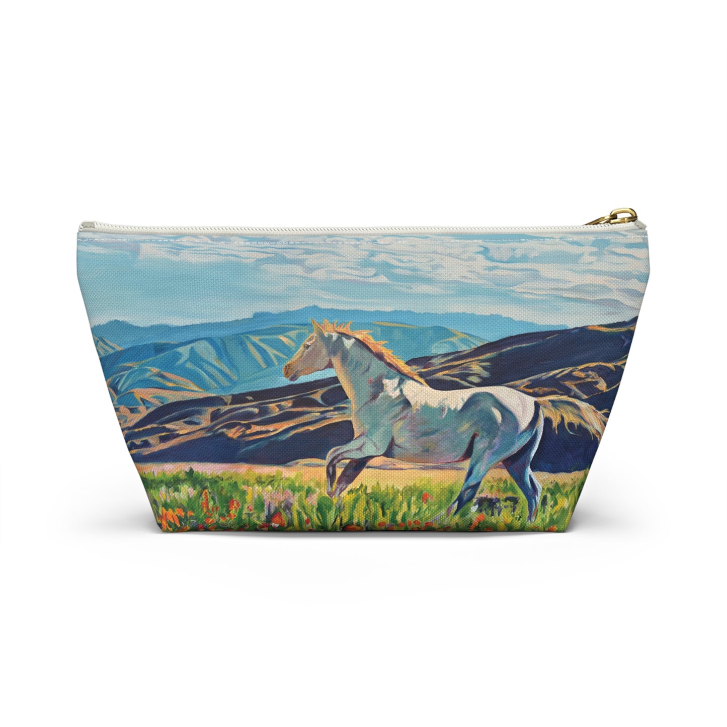 "Freedom in the Foothills" White Horse Running Accessory Pouch w T-bottom