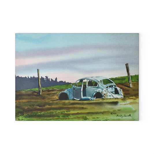 "Country Slugged Bug" watercolor on Glass Cutting Board