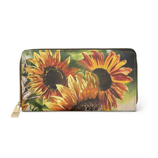 Zipper Wallet - Andy's "Sunflower" watercolor paintings