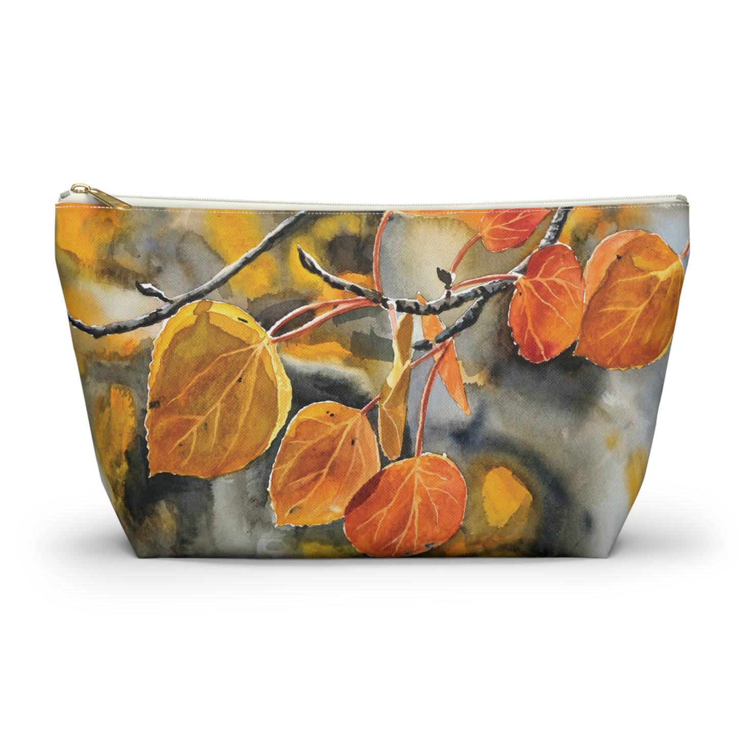 T-Bag Accessory Pouch - "October Orange" Aspens Watercolor Painting