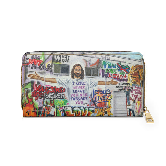 Zipper Wallet with. Andy's 'Painting Graffiti with Jesus' Design