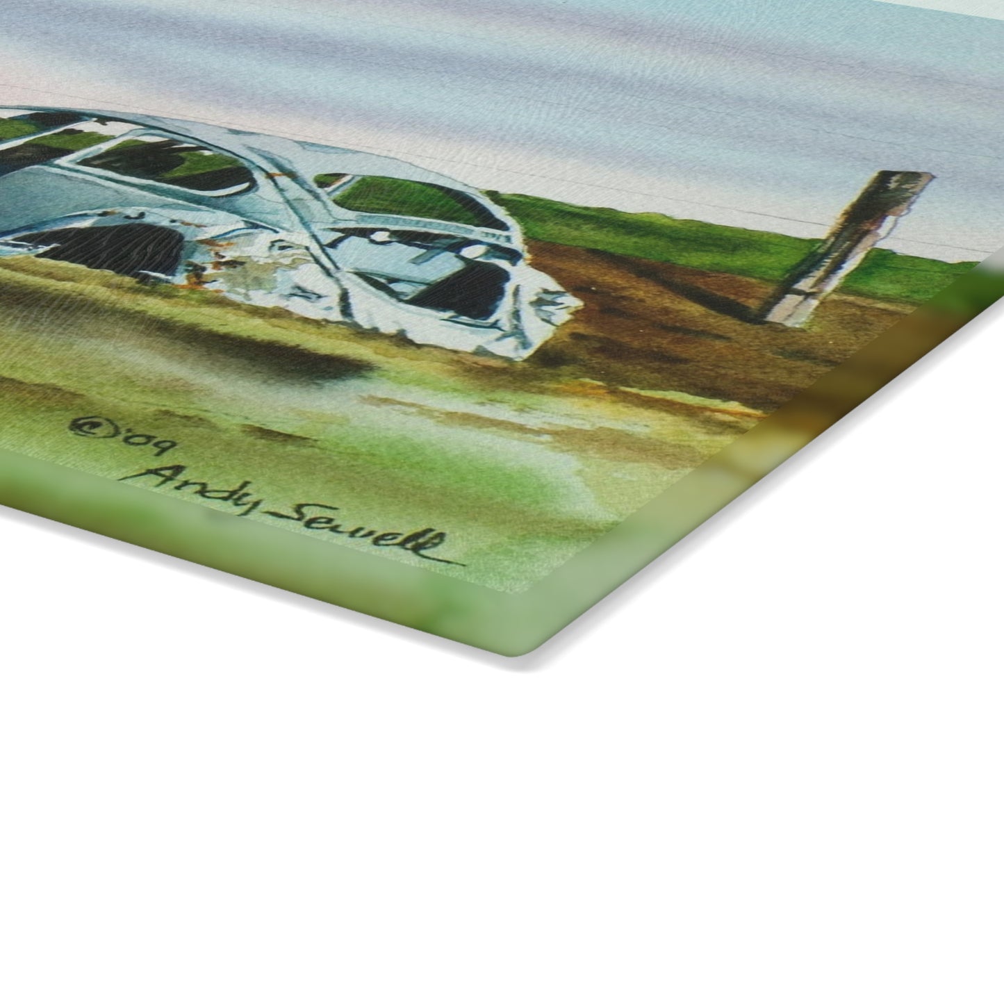 "Country Slugged Bug" watercolor on Glass Cutting Board