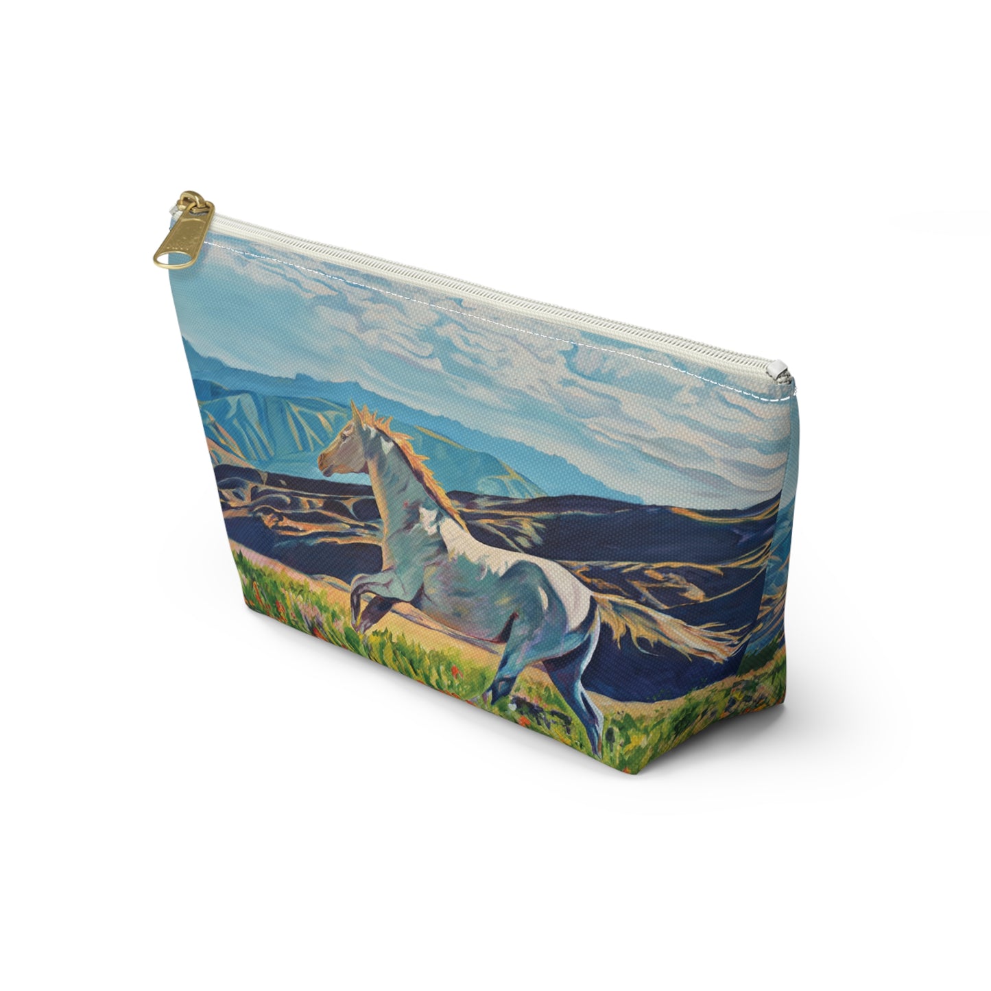 "Freedom in the Foothills" White Horse Running Accessory Pouch w T-bottom