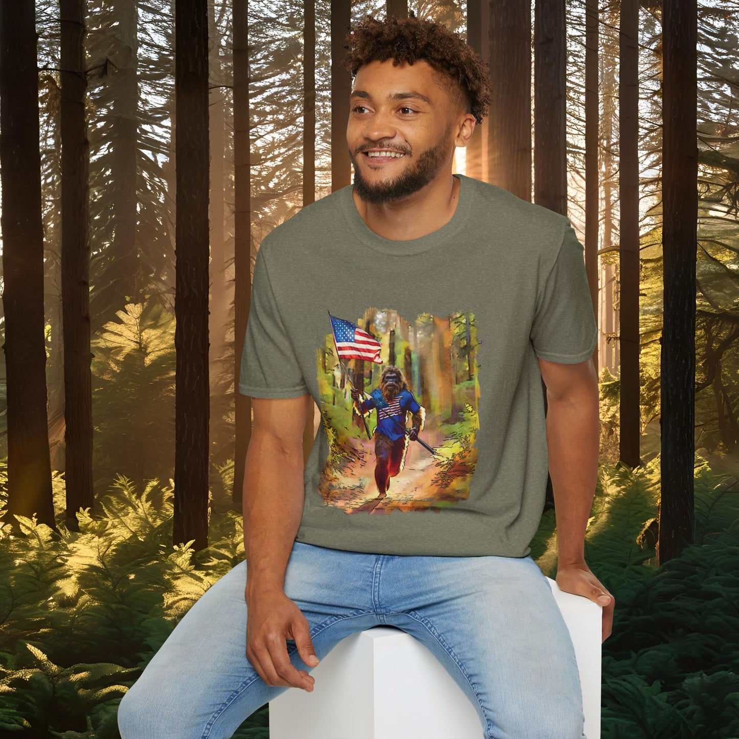 "Run Bigfoot Run" ~ Bigfoot Patriotic T-Shirt