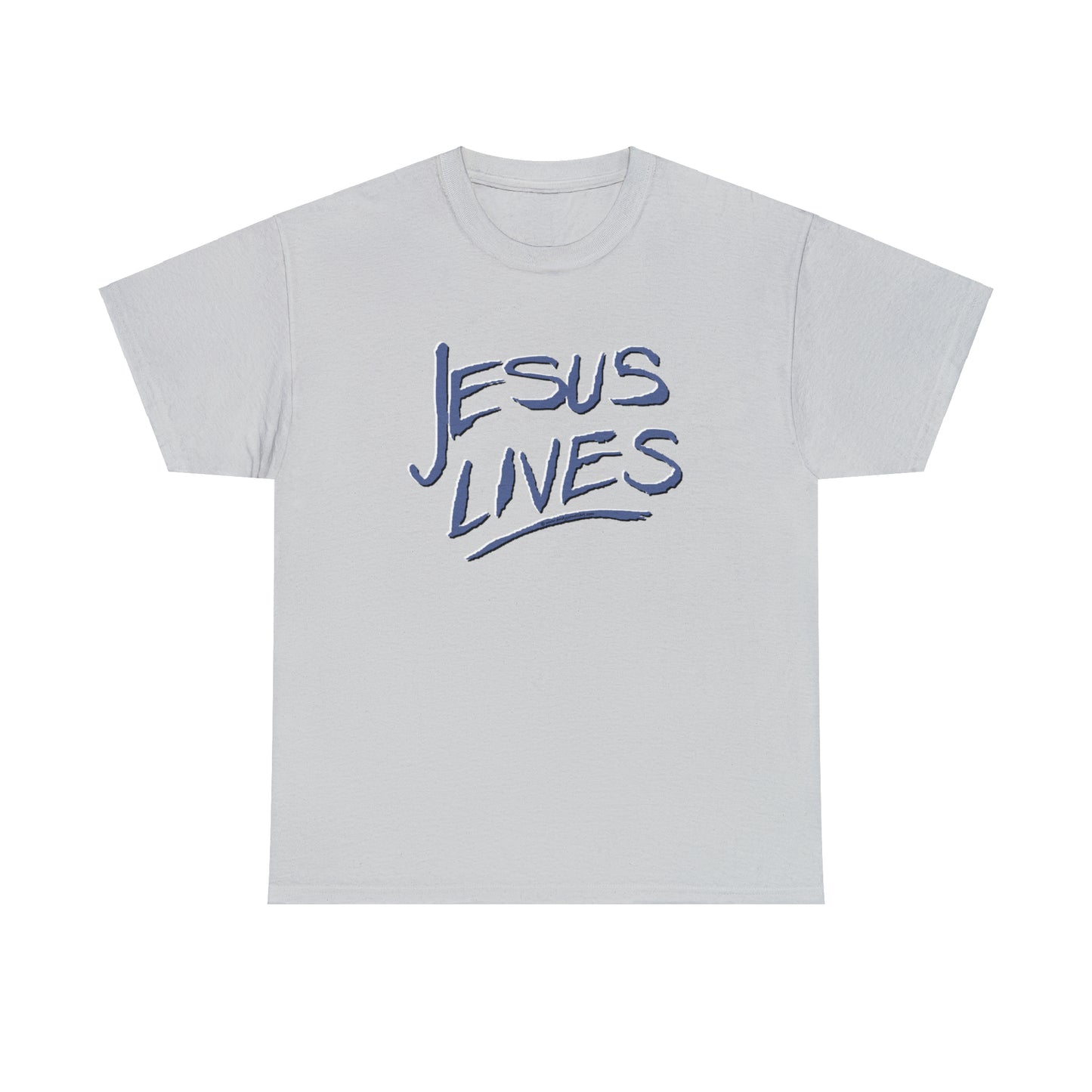 "Jesus Lives" T-shirt on front.
