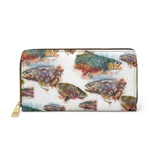 Zipper Wallet - from Andy's "Splashy Trout" watercolor paintings
