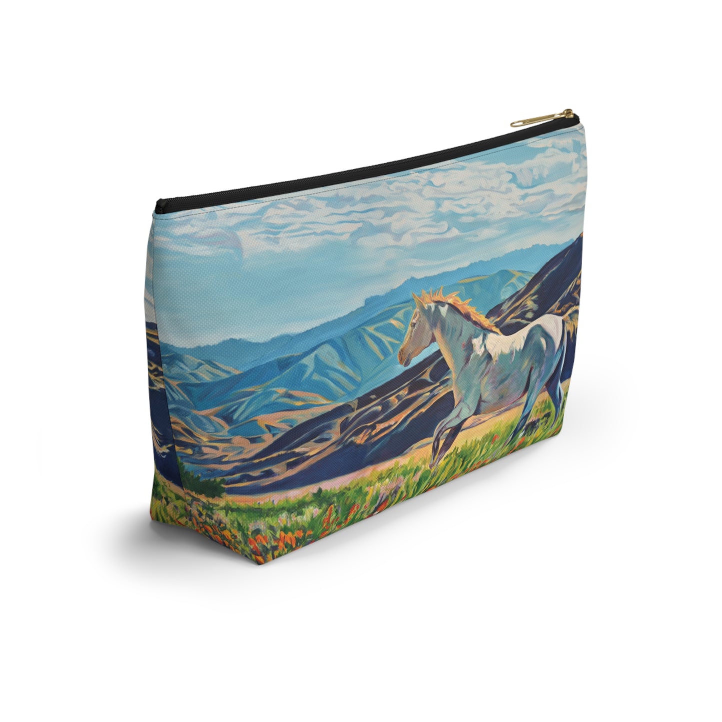 "Freedom in the Foothills" White Horse Running Accessory Pouch w T-bottom
