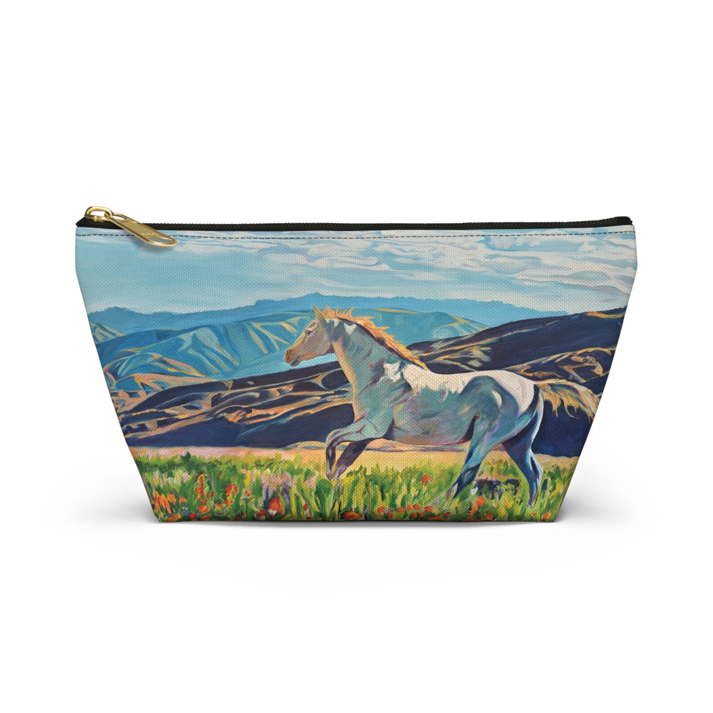 "Freedom in the Foothills" White Horse Running Accessory Pouch w T-bottom