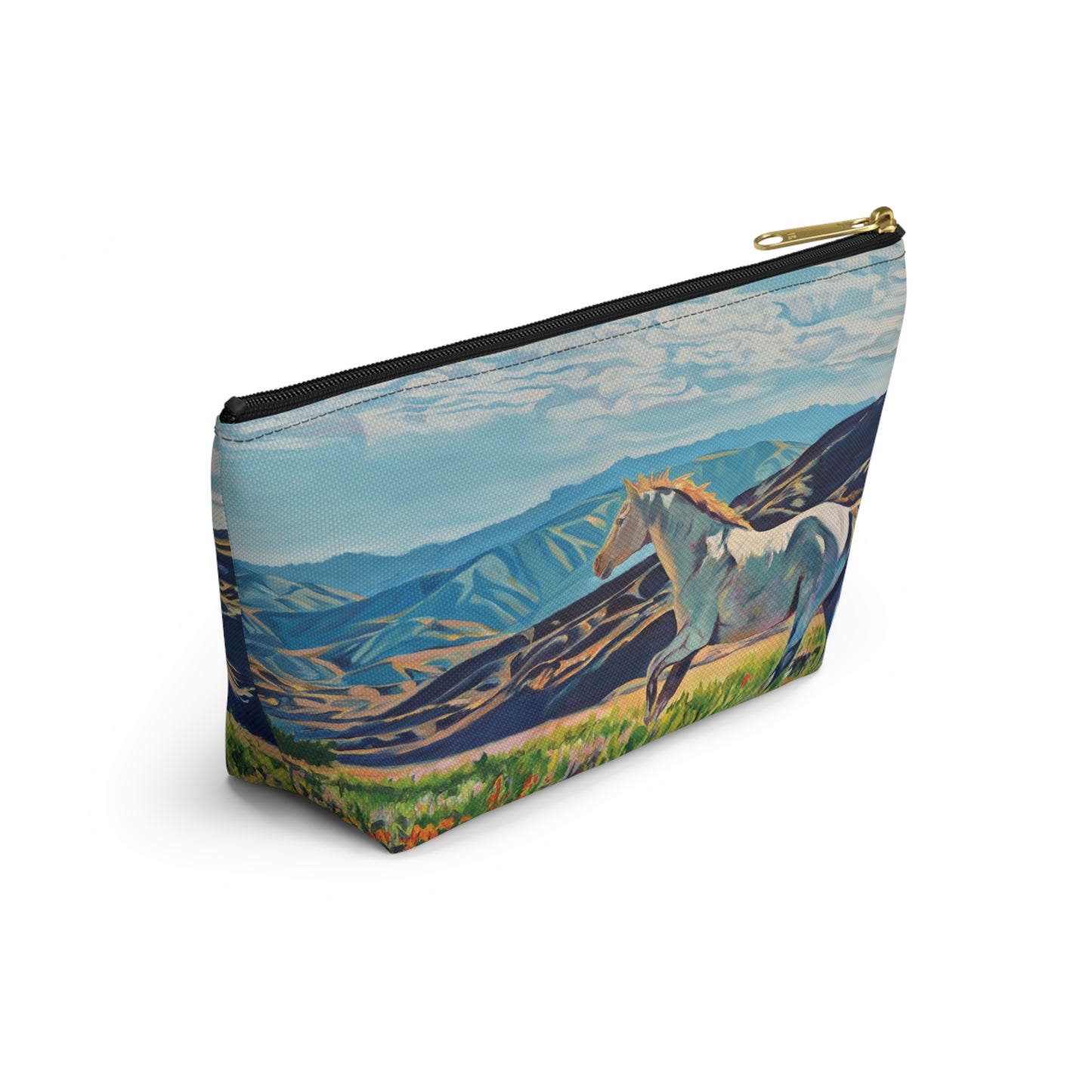 "Freedom in the Foothills" White Horse Running Accessory Pouch w T-bottom