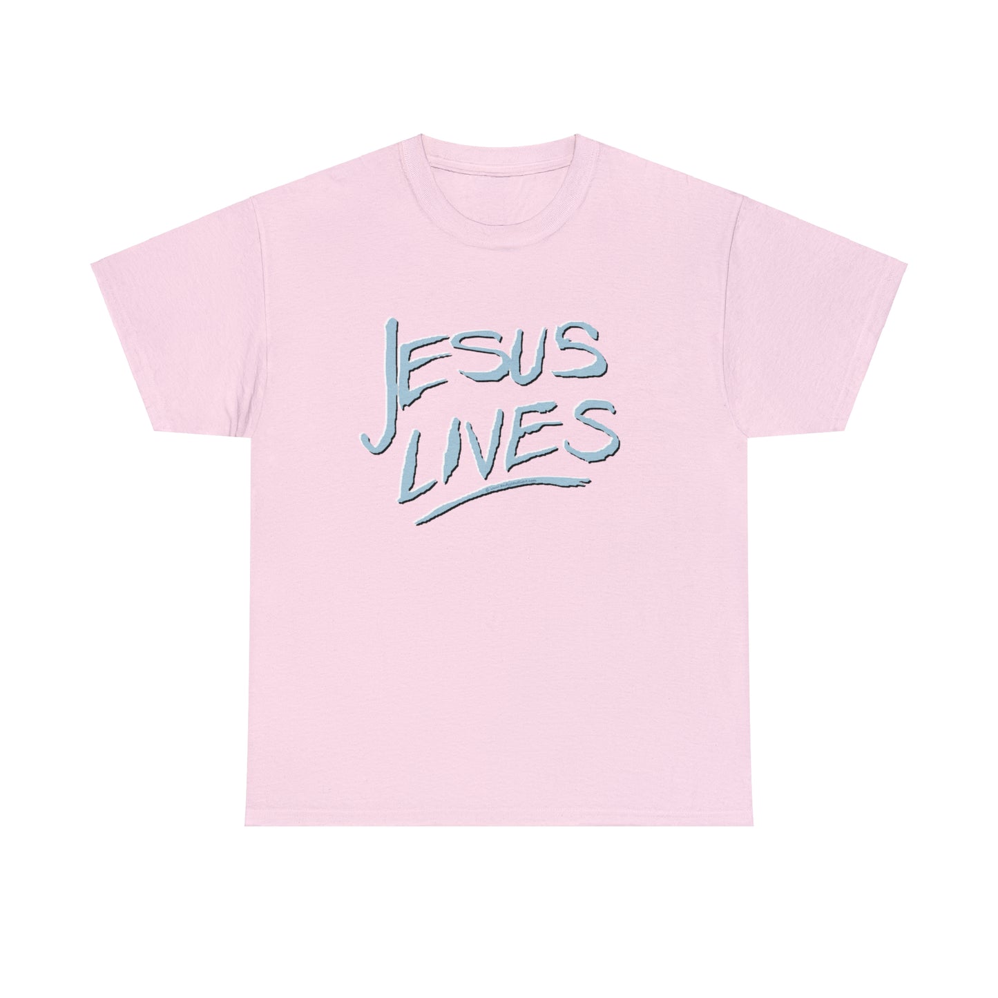 "Jesus Lives" T-shirt on front.