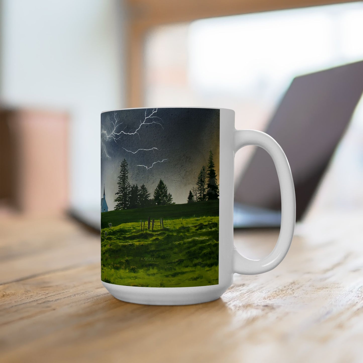 Fine Art Mug "Gathering before the Storm" (Freeze Church), 15 oz. Coffee Mug