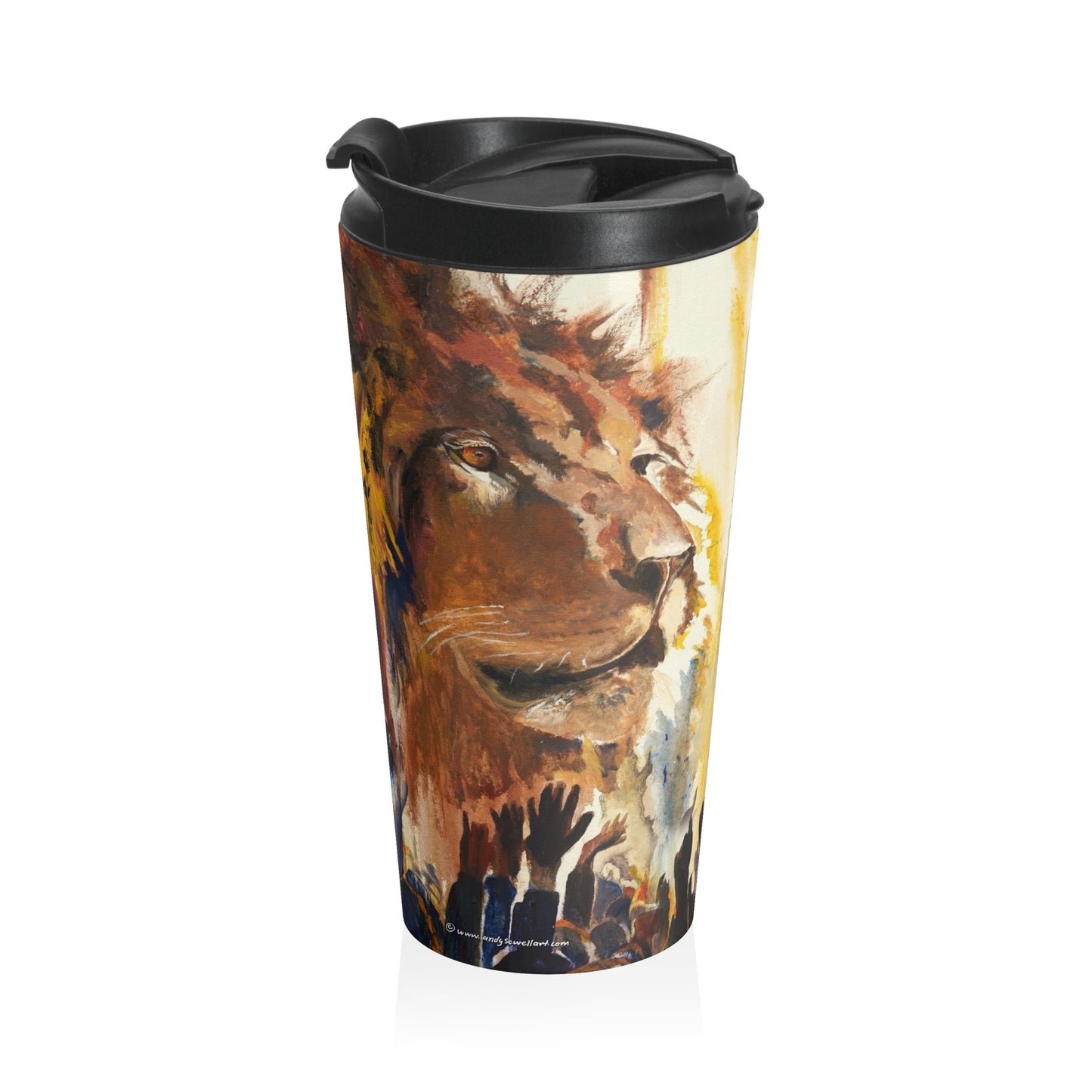 Stainless Steel Travel Mug - Gather unto the King Jesus Live Worship Painting