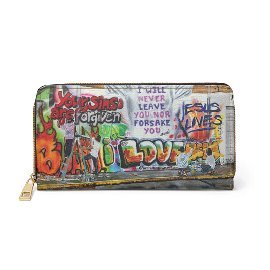 Zipper Wallet with. Andy's 'Painting Graffiti with Jesus' Design