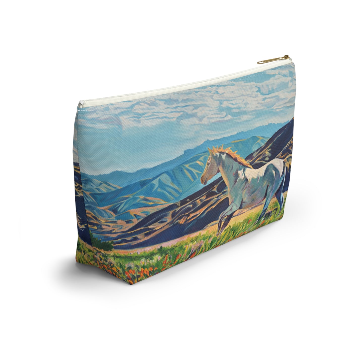 "Freedom in the Foothills" White Horse Running Accessory Pouch w T-bottom
