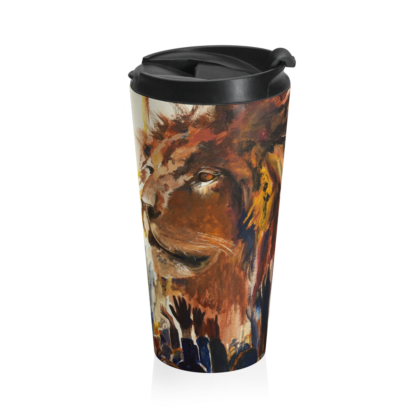 Stainless Steel Travel Mug - Gather unto the King Jesus Live Worship Painting