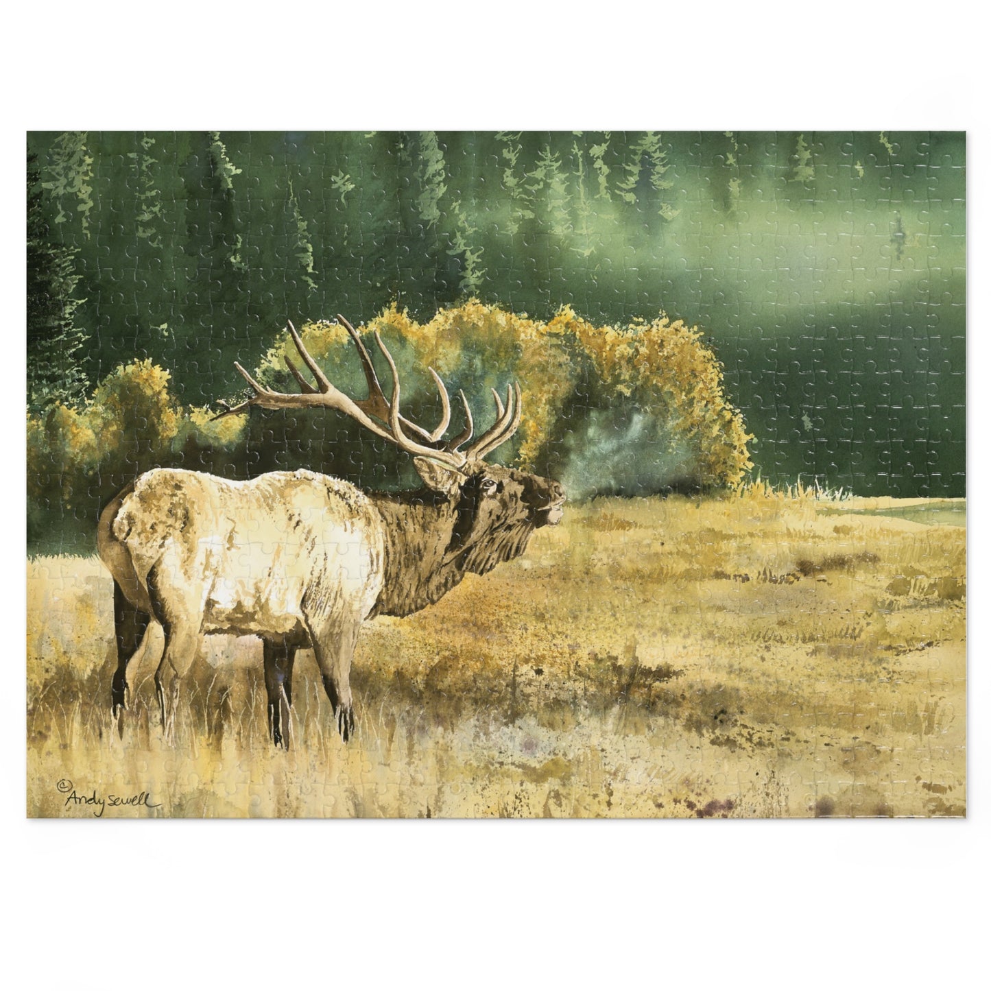 Jigsaw Puzzle: "Misty Morning Bull" Elk