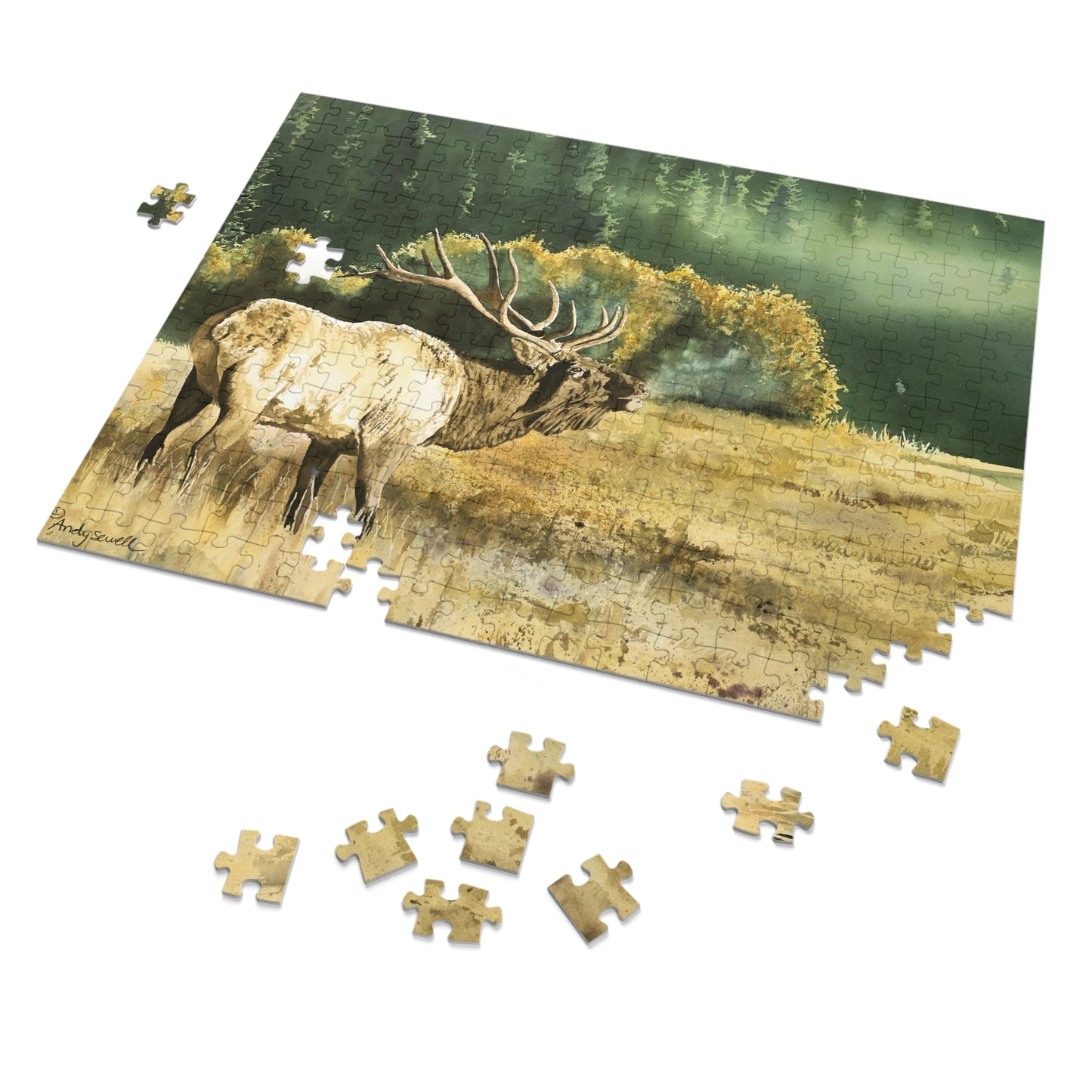 Jigsaw Puzzle: "Misty Morning Bull" Elk