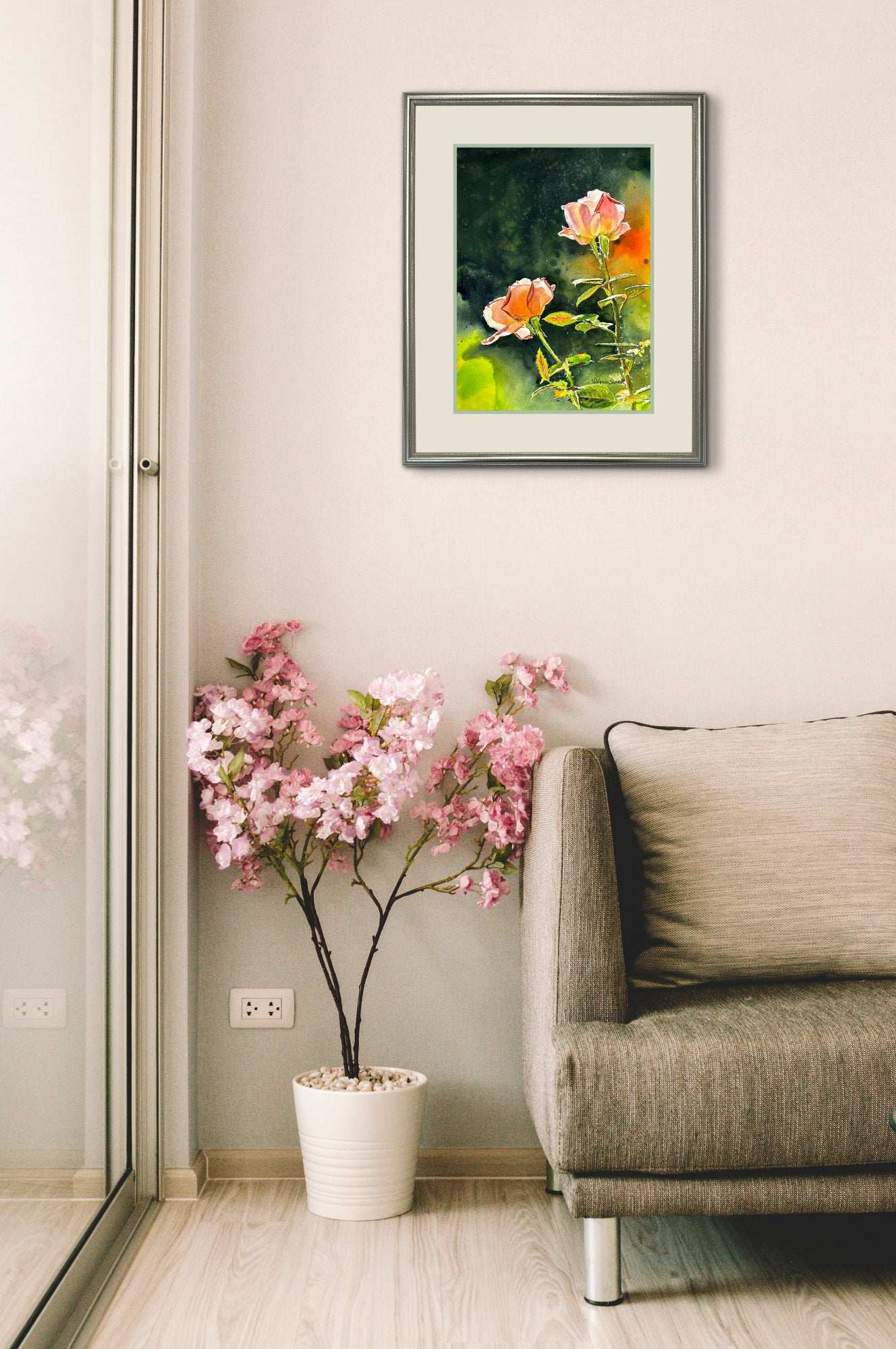 "Rose Duet" - 12x16 Original watercolor or signed edition giclee art print of 2 garden roses.