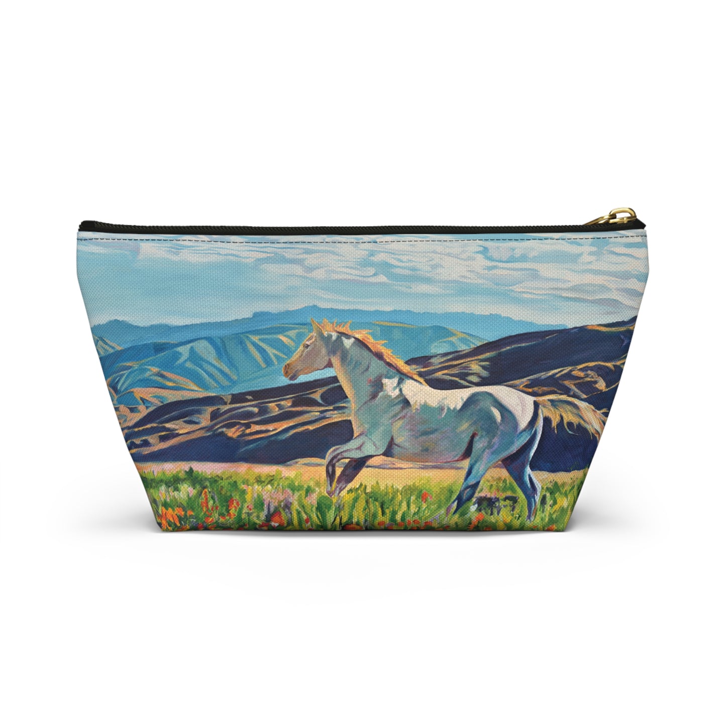 "Freedom in the Foothills" White Horse Running Accessory Pouch w T-bottom