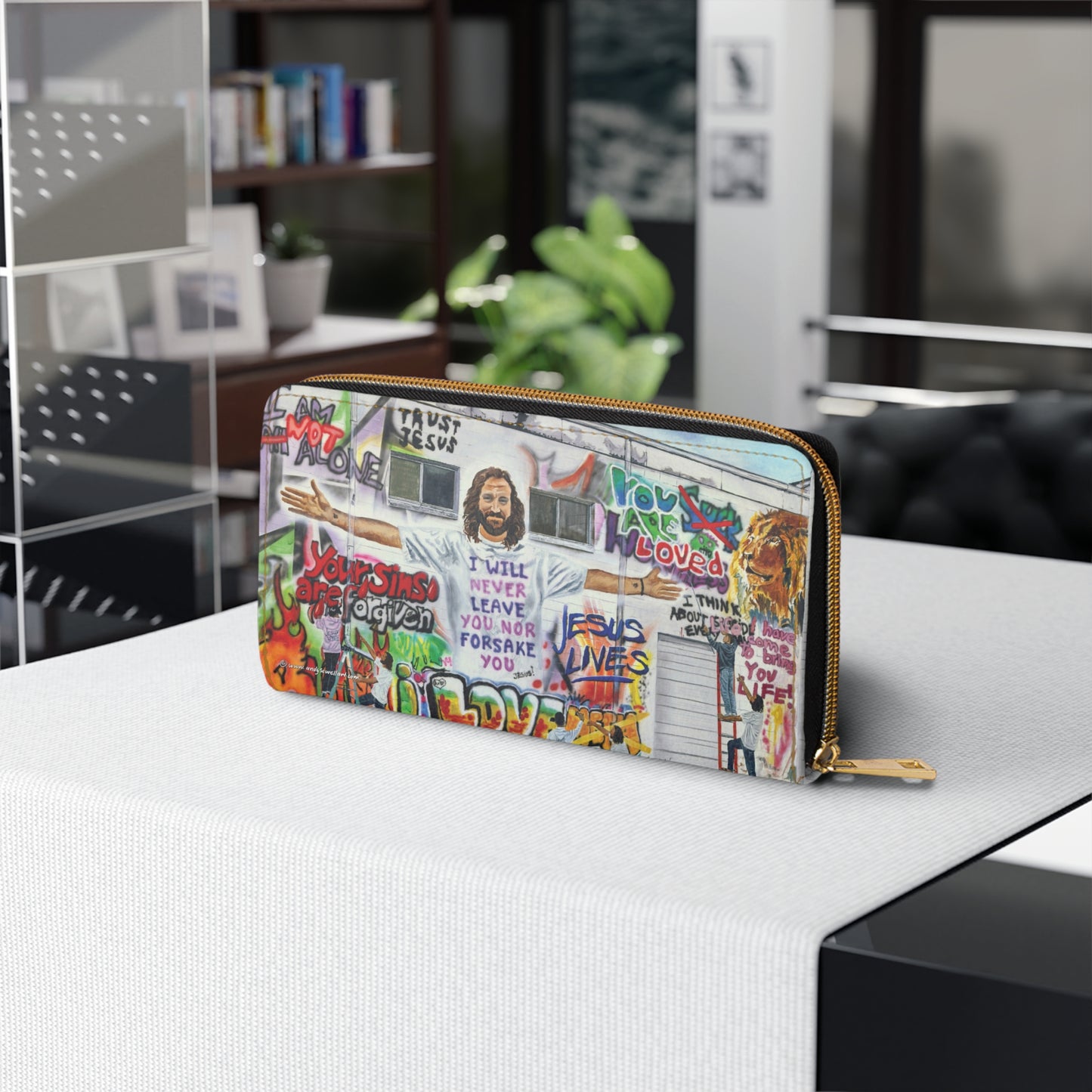 Zipper Wallet with. Andy's 'Painting Graffiti with Jesus' Design
