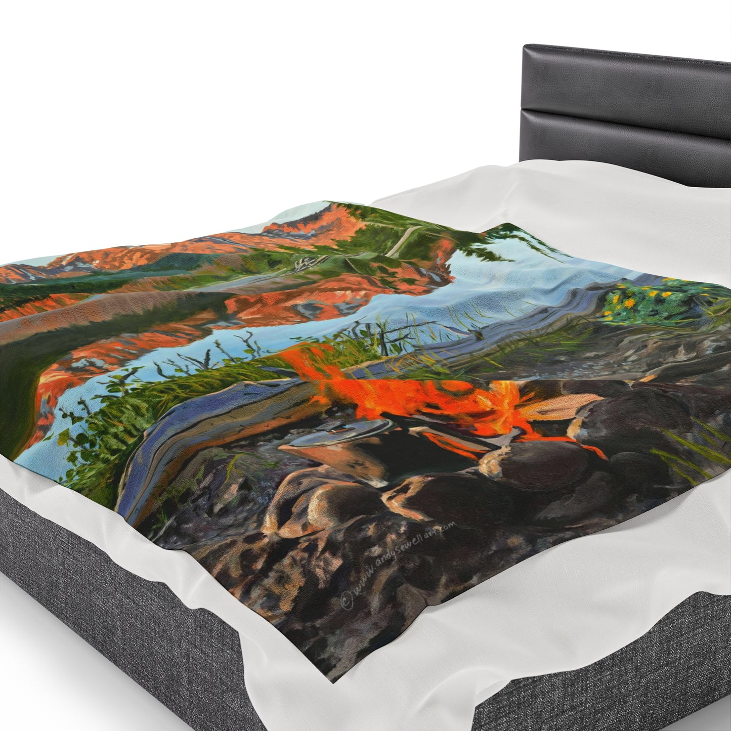 "Sawtooth Morning Brew" Velveteen Plush Blanket