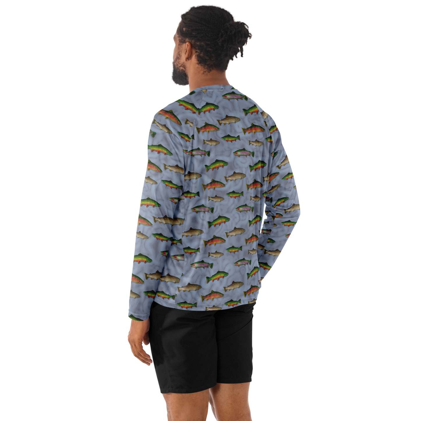 "Trout Grand Slam" pattern on Men's Long Sleeve Performance Sun Shirt
