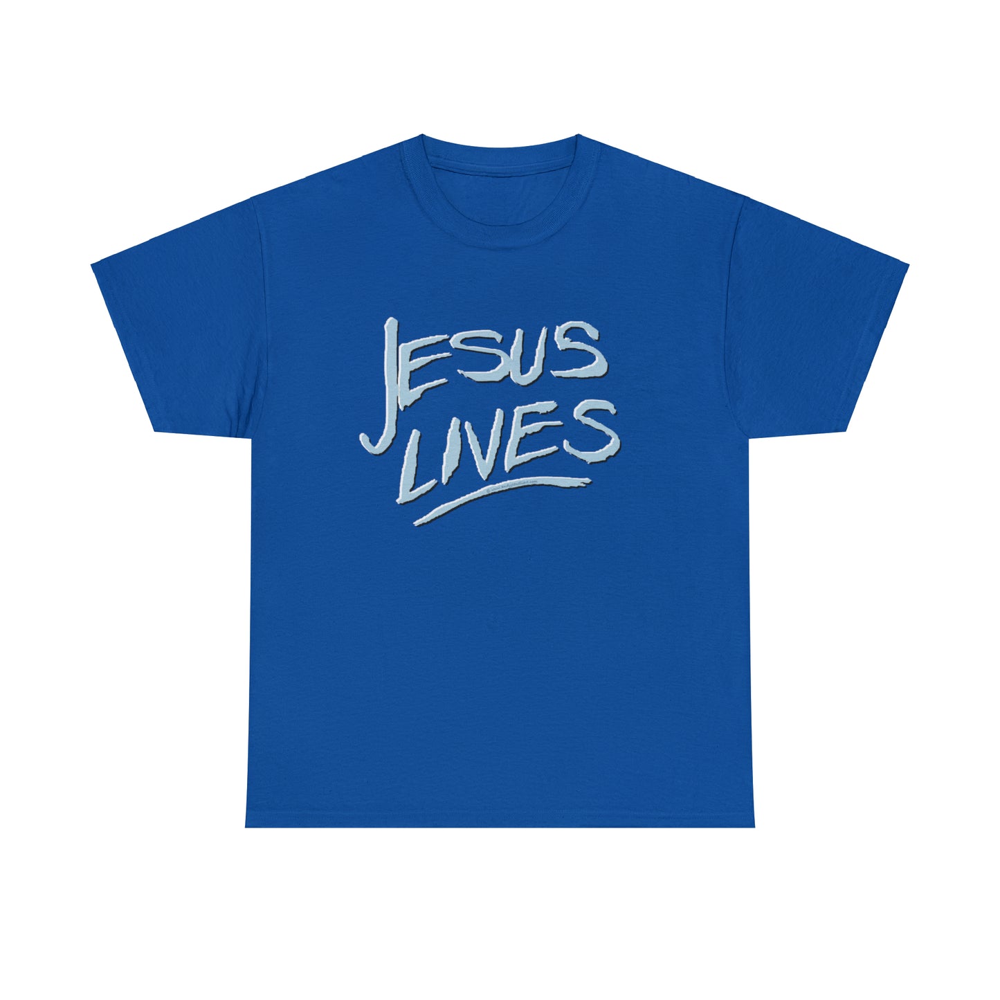 "Jesus Lives" T-shirt on front.