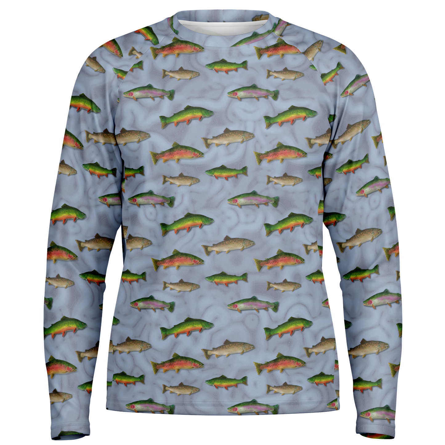 "Trout Grand Slam" pattern on Men's Long Sleeve Performance Sun Shirt