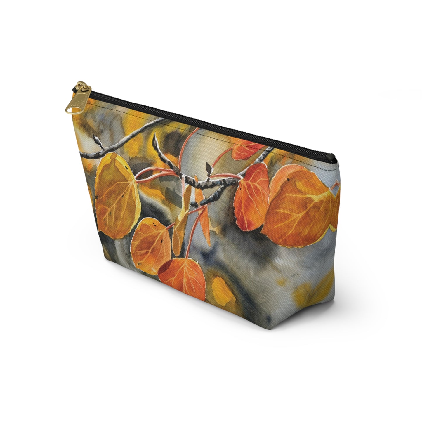 T-Bag Accessory Pouch - "October Orange" Aspens Watercolor Painting