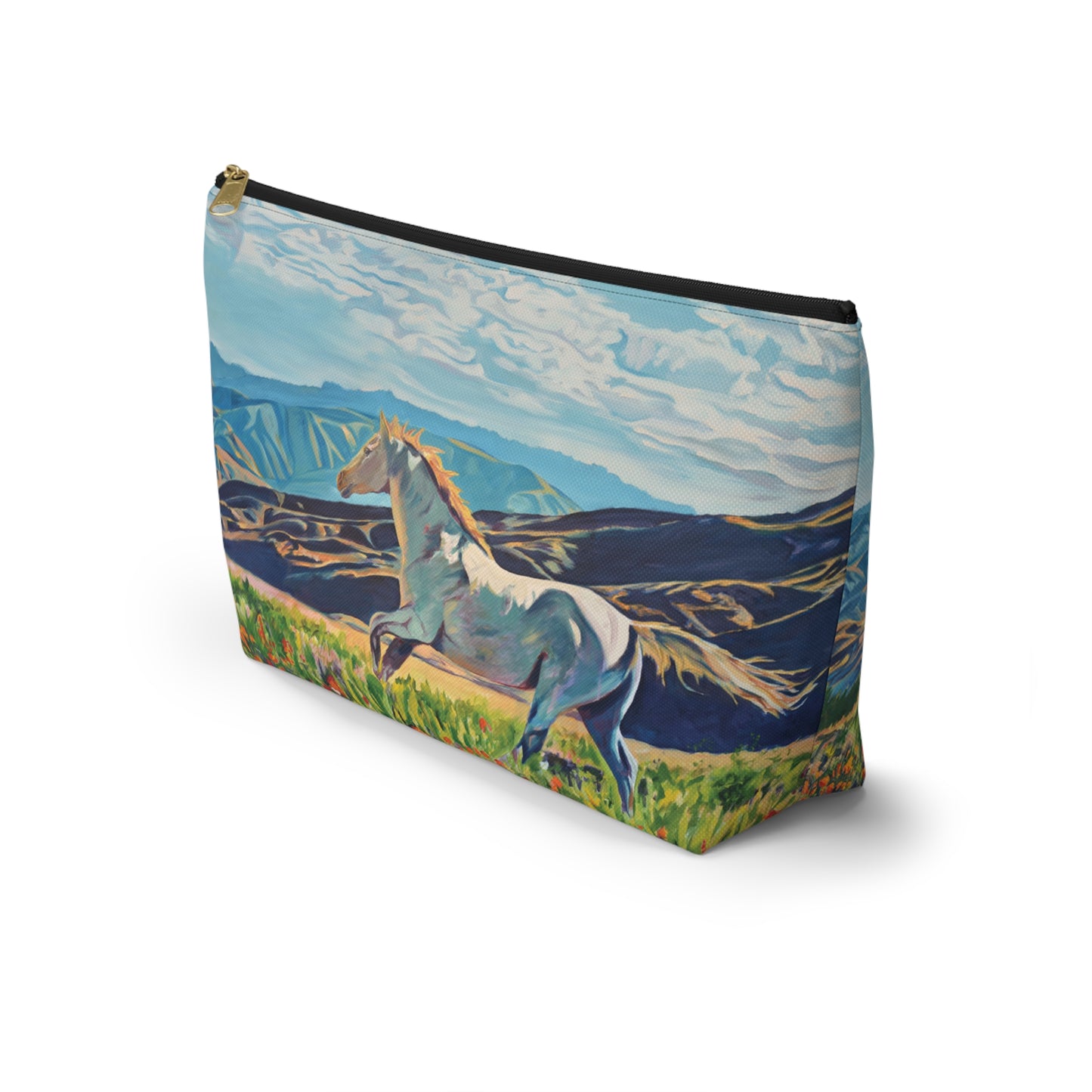 "Freedom in the Foothills" White Horse Running Accessory Pouch w T-bottom