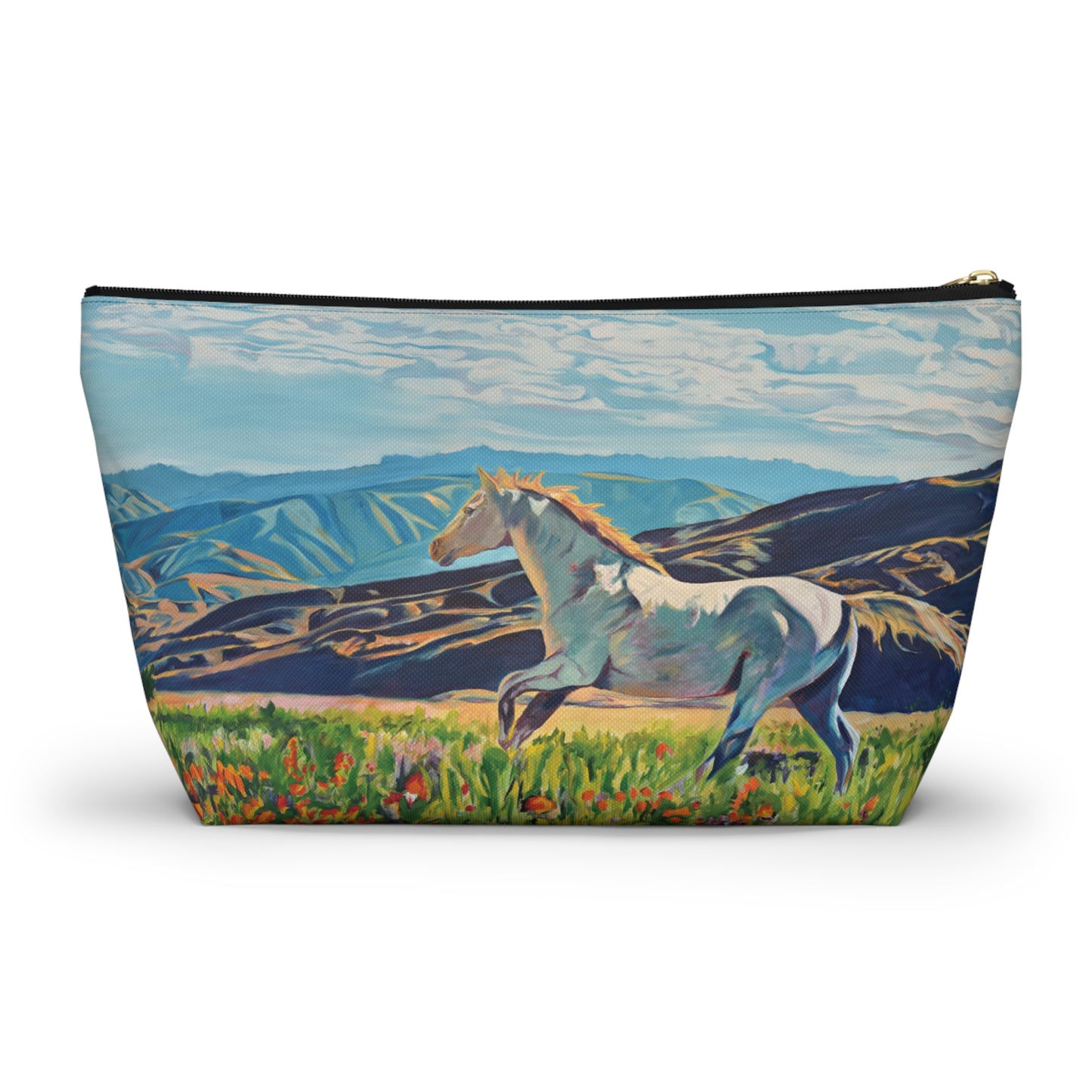 "Freedom in the Foothills" White Horse Running Accessory Pouch w T-bottom