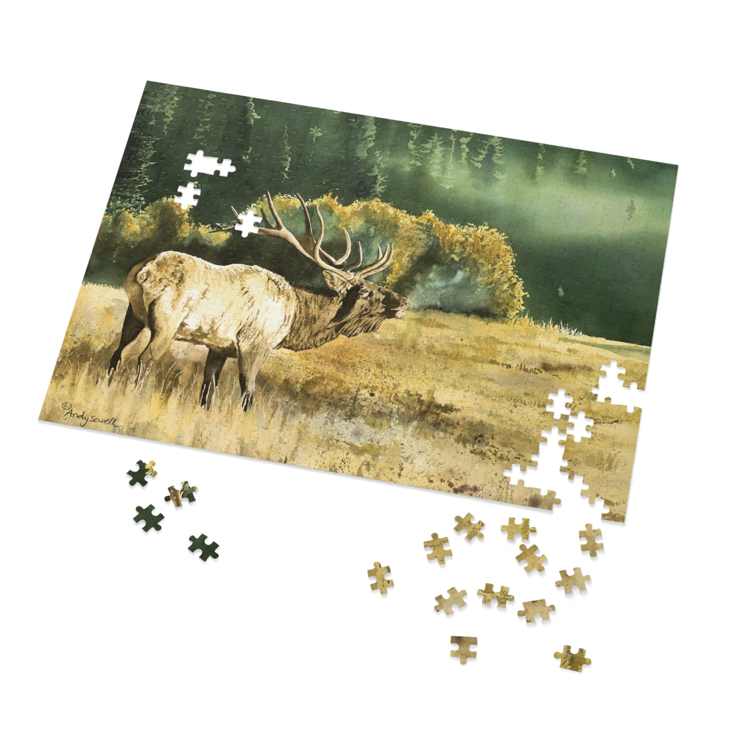 Jigsaw Puzzle: "Misty Morning Bull" Elk