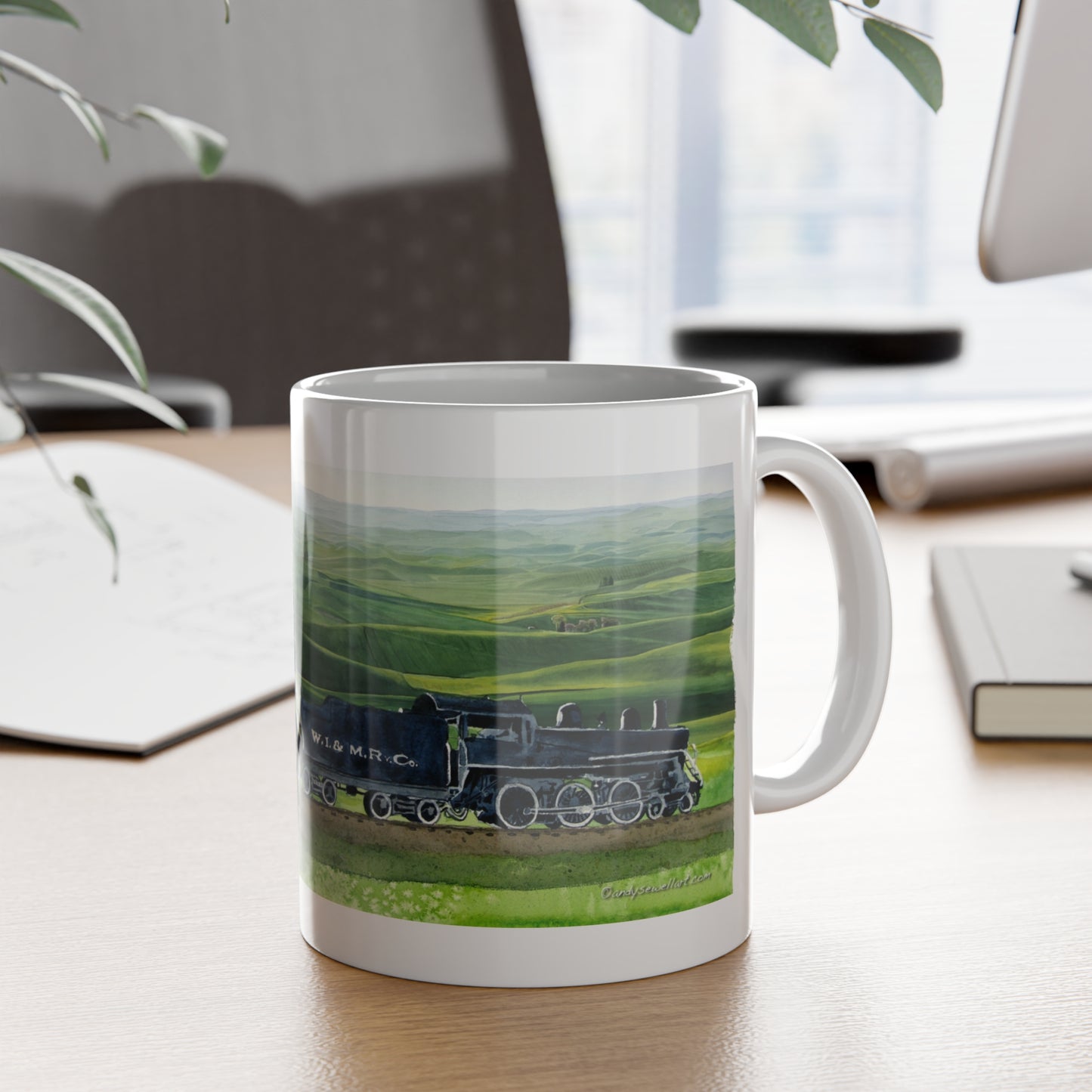Vintage White Pine Route Ceramic Mug, 11oz - Perfect for Train Lovers