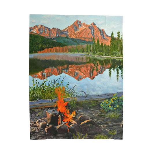 "Sawtooth Morning Brew" Velveteen Plush Blanket