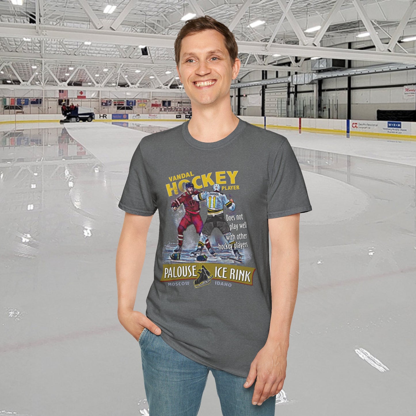 "Idaho Hockey Player" - Unisex Softstyle T-Shirt