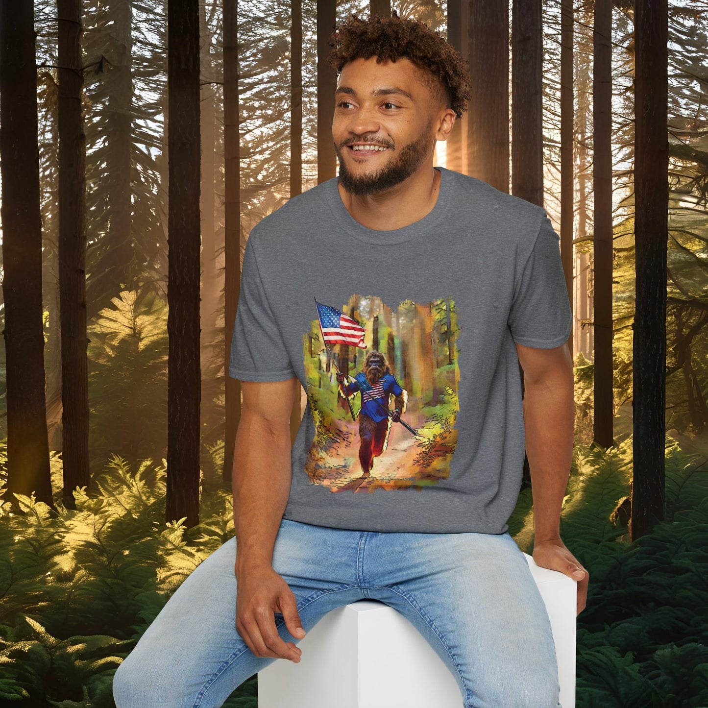 "Run Bigfoot Run" ~ Bigfoot Patriotic T-Shirt