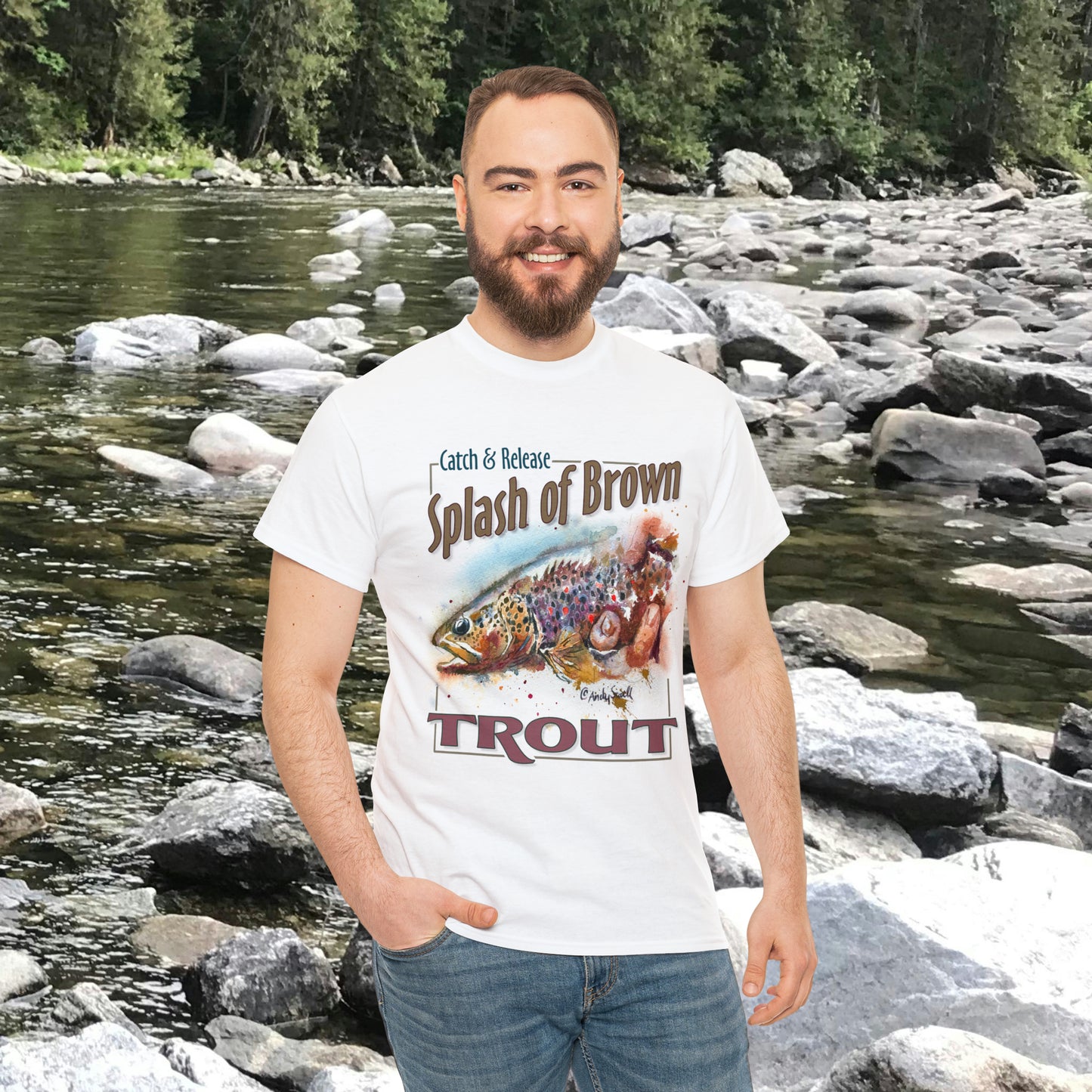 "Splash of Brown: Trout" Unisex Heavy Cotton Tee