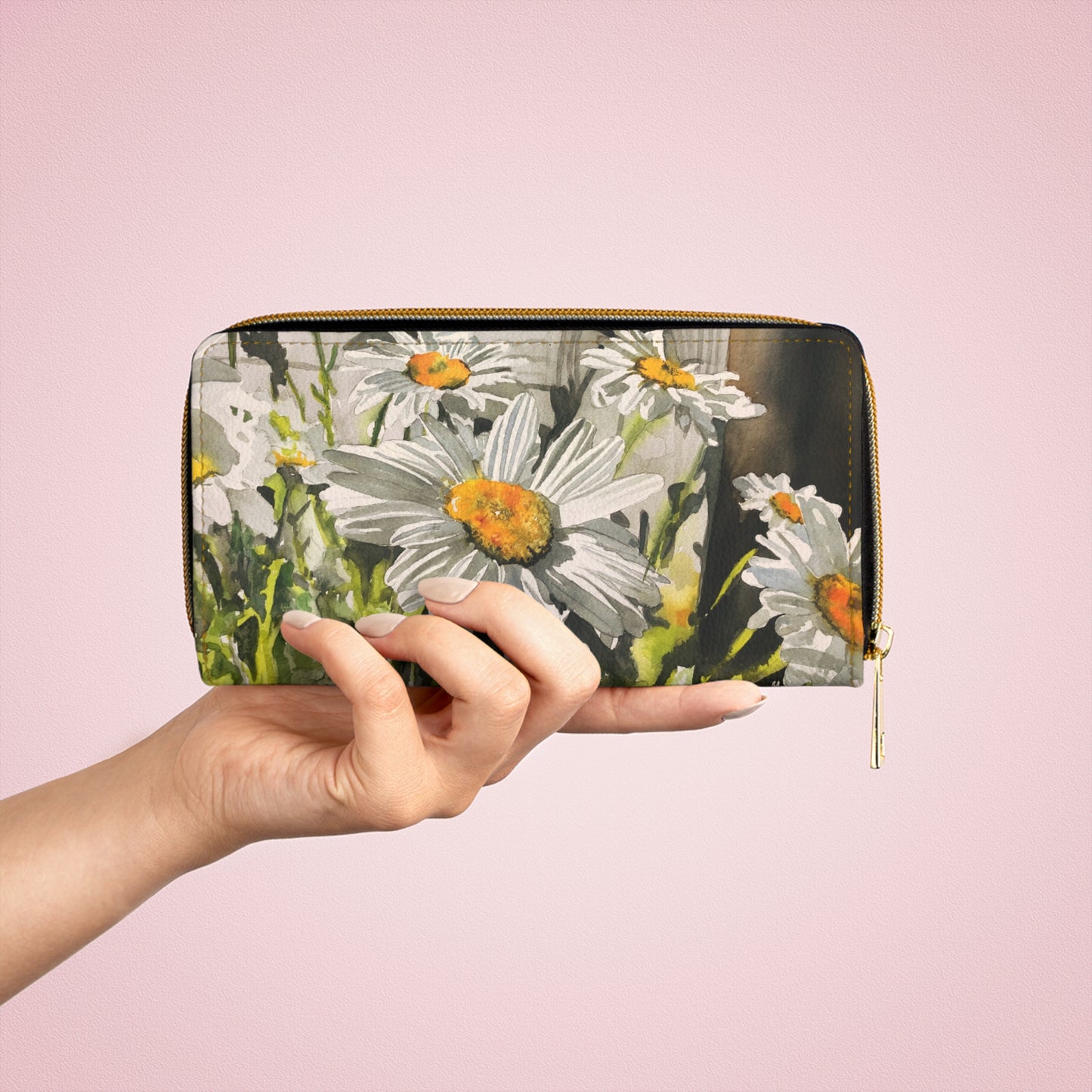 Zipper Wallet - Andy's "Daisies" watercolor paintings