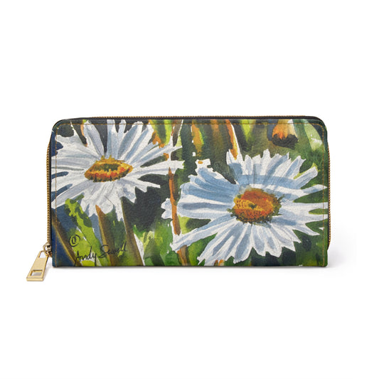 Zipper Wallet - Andy's "Daisies" watercolor paintings