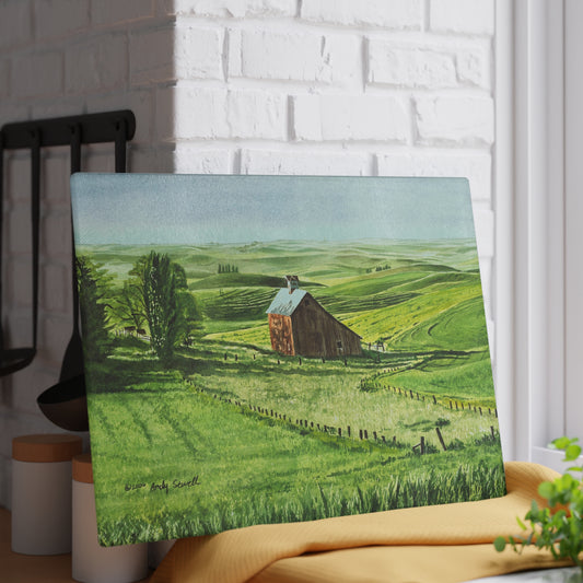 "Early June" watercolor printed on Glass Cutting Board