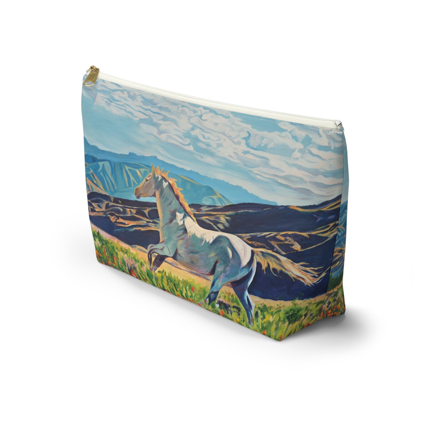 "Freedom in the Foothills" White Horse Running Accessory Pouch w T-bottom